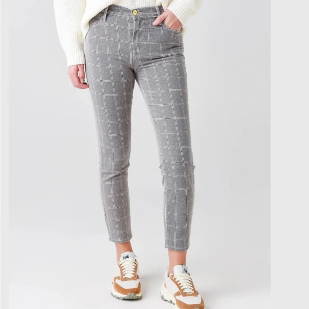 FRAME WOMEN'S LE HIGH SKINNY CROP JEANS Size 28 Gray Plaid - Picture 1 of 9